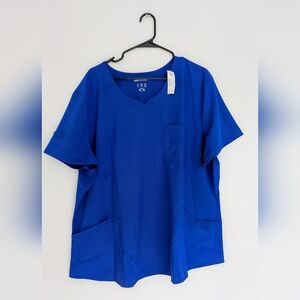 Scrubstar Electric Blue V-Neck Scrub Top Women's 3XL